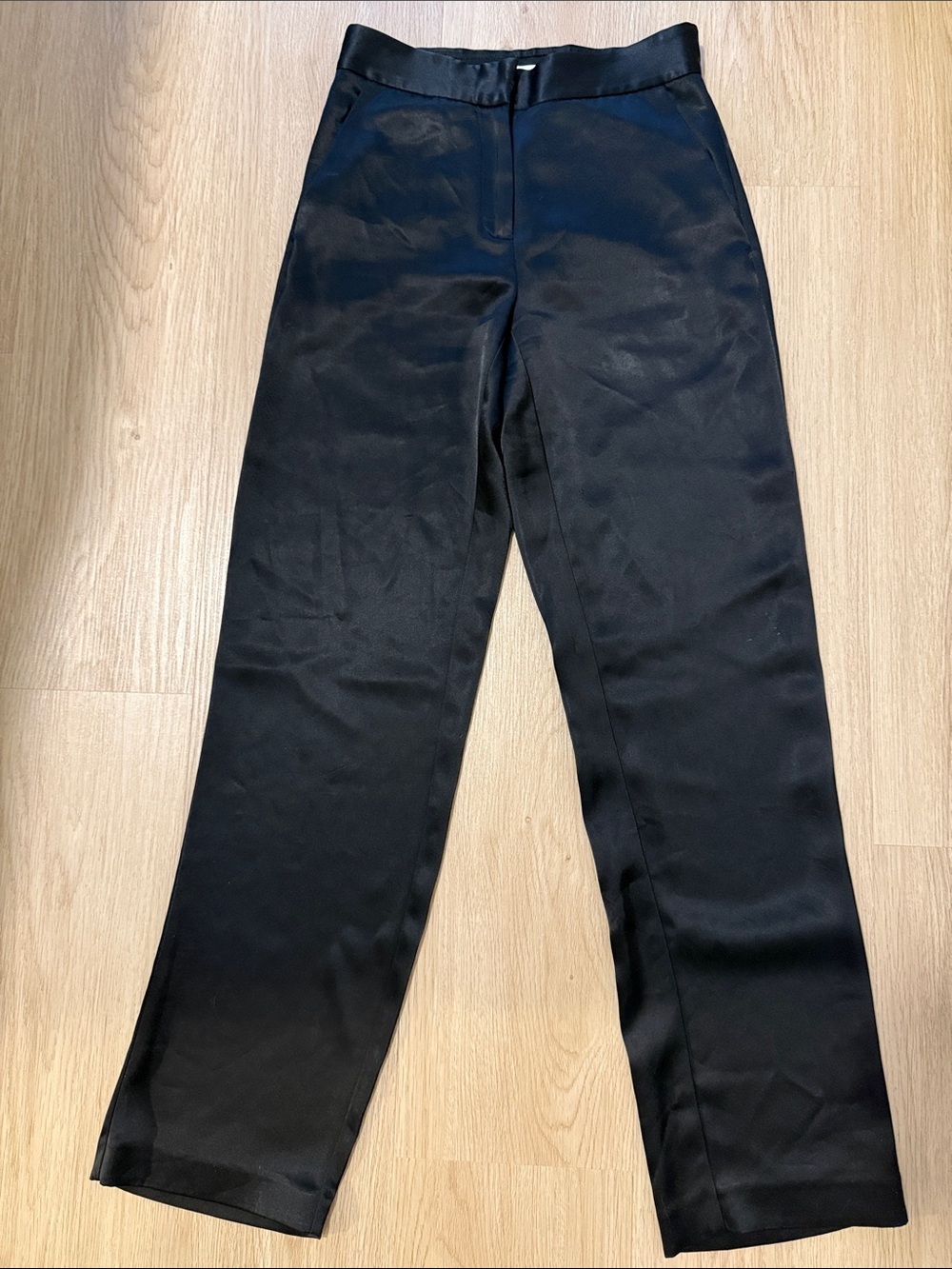 Babaton Black Straight-Leg silk Women's Pants